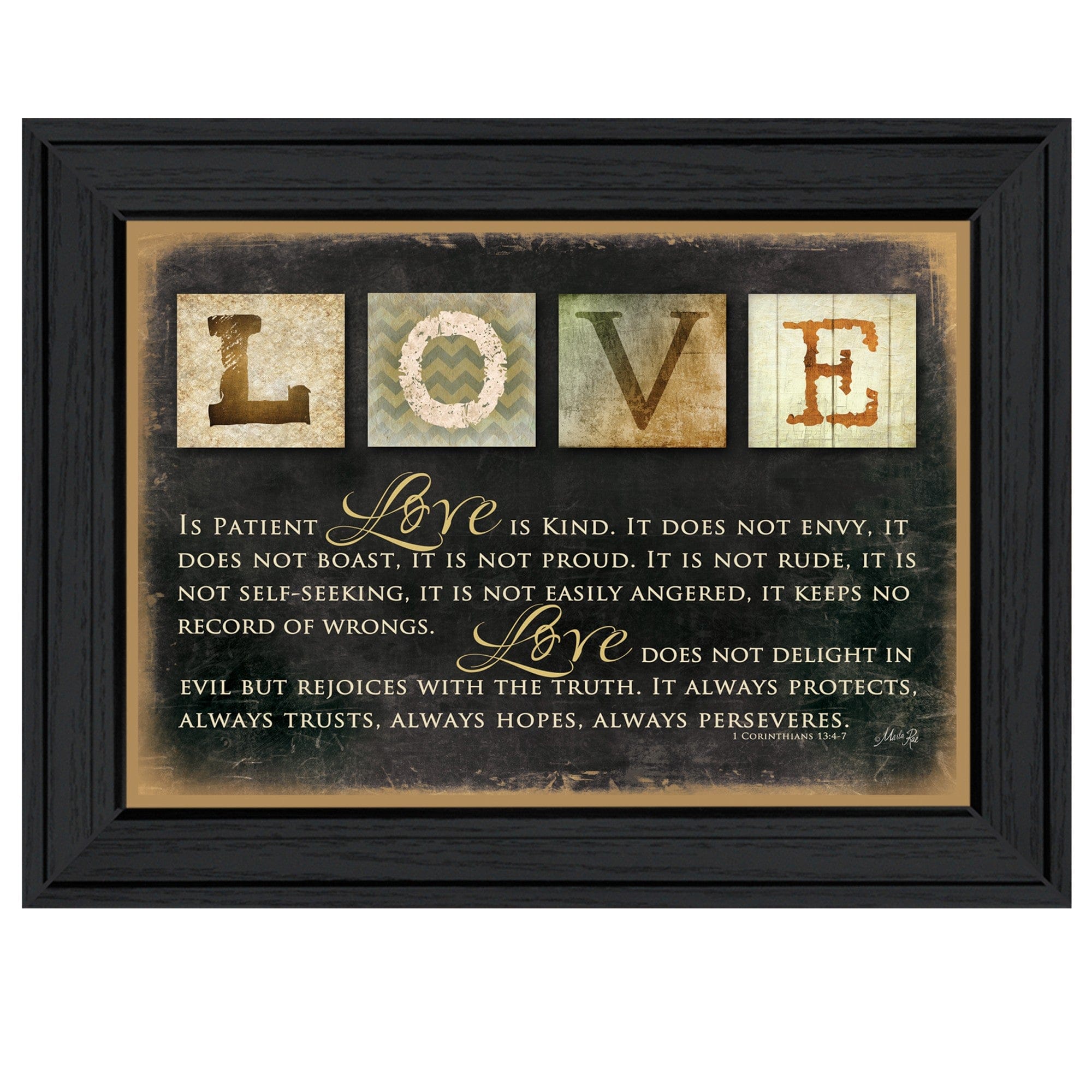 Love 4 Black Framed Print Wall Art - Homeroots