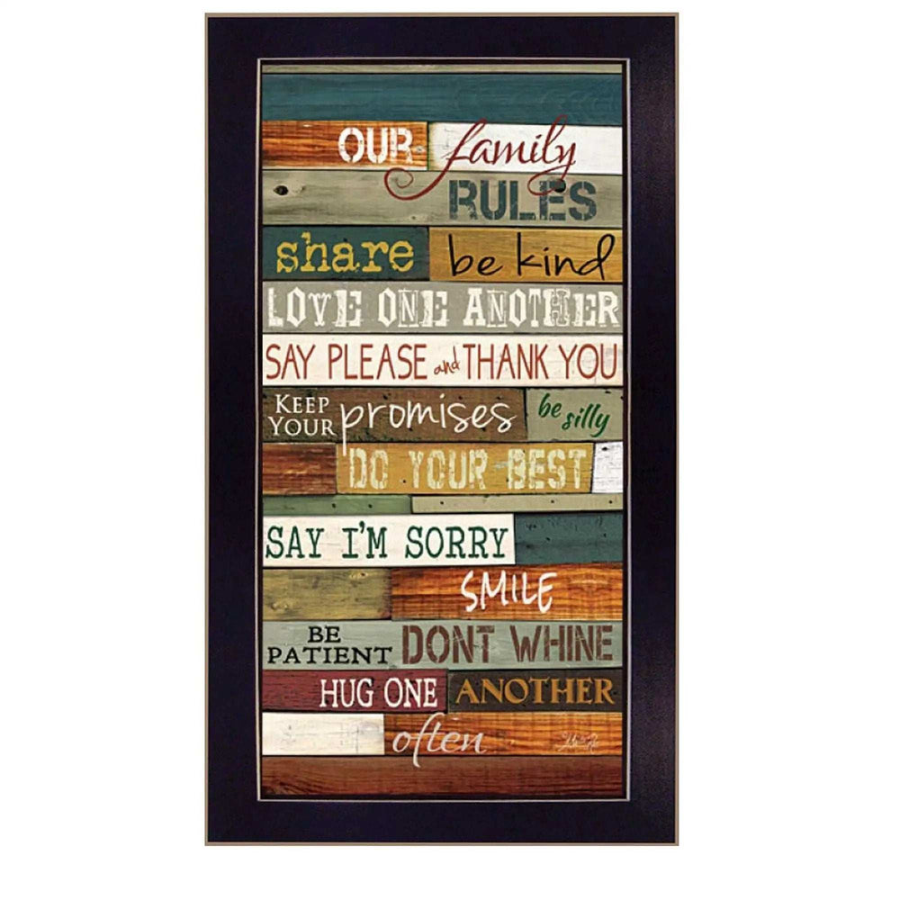 Our Family Rules Black Framed Print Wall Art - Homeroots - Flyclothing LLC