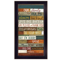 Our Family Rules Black Framed Print Wall Art - Homeroots