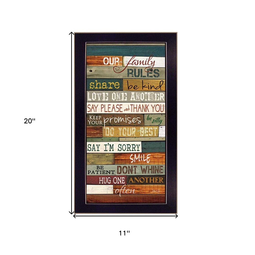 Our Family Rules Black Framed Print Wall Art - Homeroots - Flyclothing LLC
