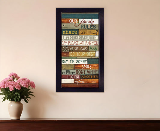 Our Family Rules Black Framed Print Wall Art - Homeroots