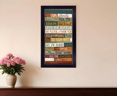 Our Family Rules Black Framed Print Wall Art - Homeroots