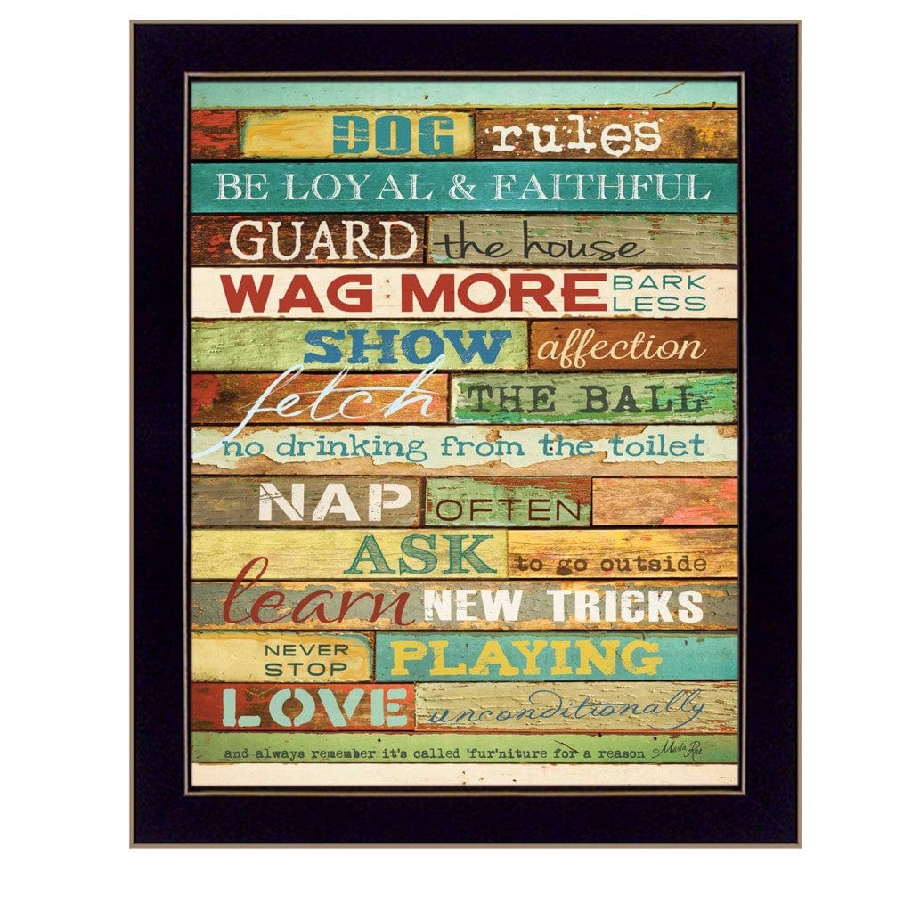 Dog Rules 8 Black Framed Print Wall Art - Homeroots
