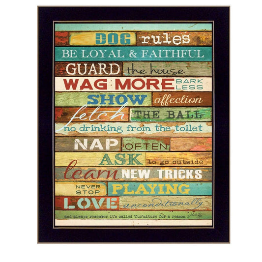 Dog Rules 8 Black Framed Print Wall Art - Homeroots