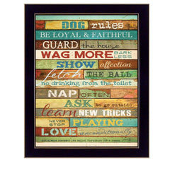 Dog Rules 8 Black Framed Print Wall Art - Homeroots