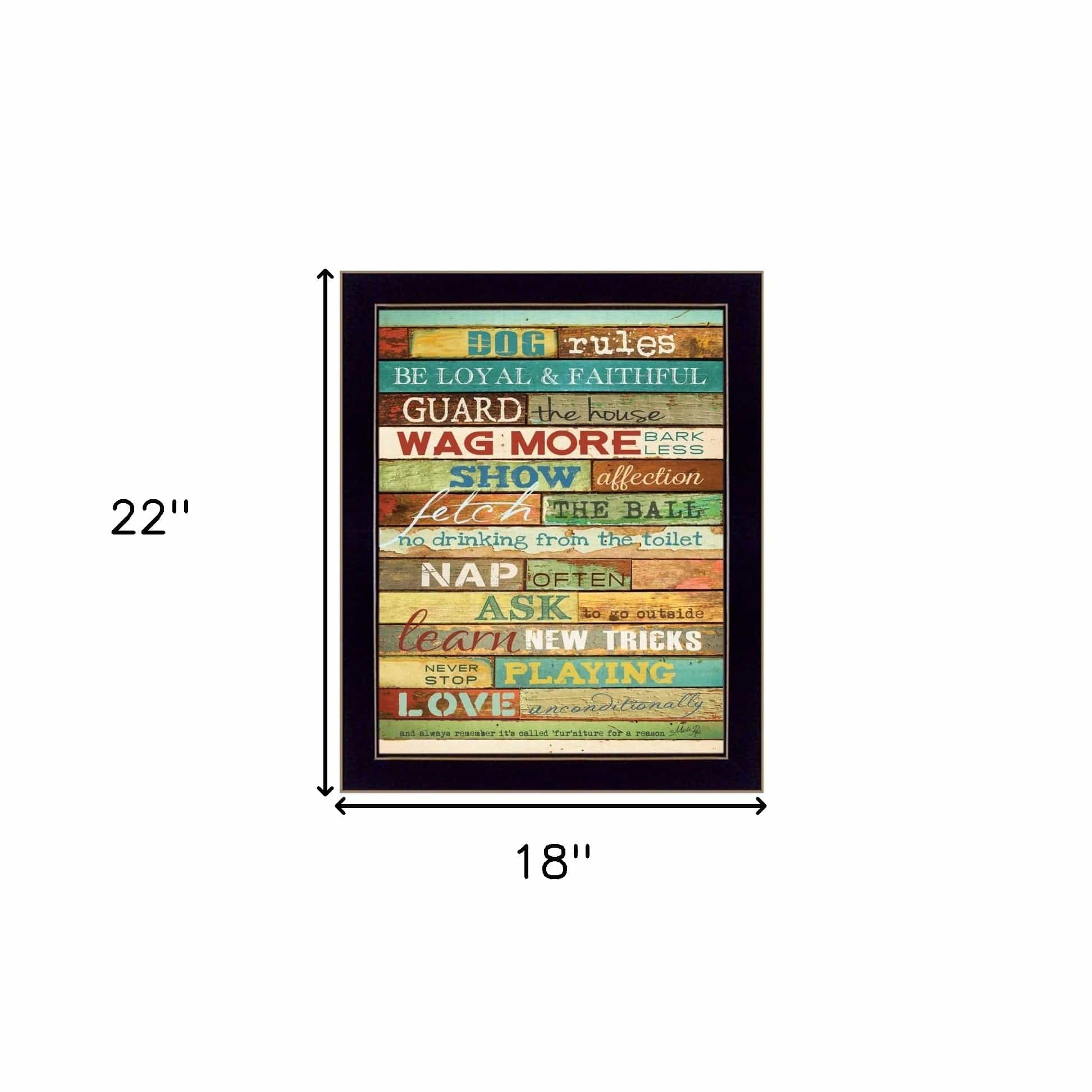 Dog Rules 8 Black Framed Print Wall Art - Homeroots