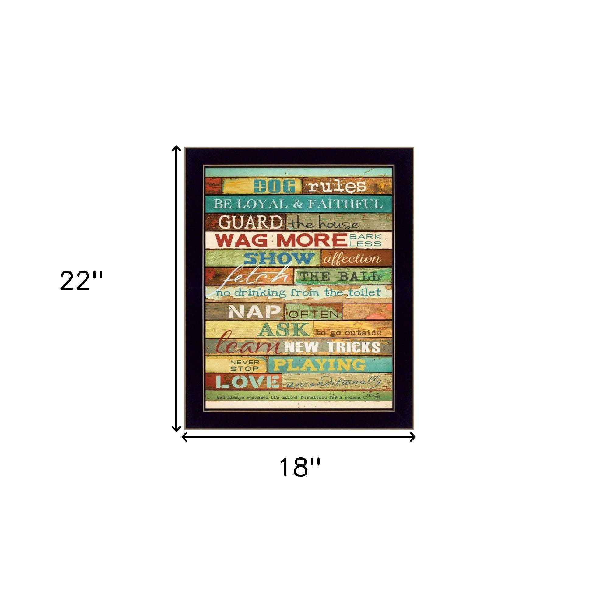 Dog Rules 8 Black Framed Print Wall Art - Homeroots - Flyclothing LLC