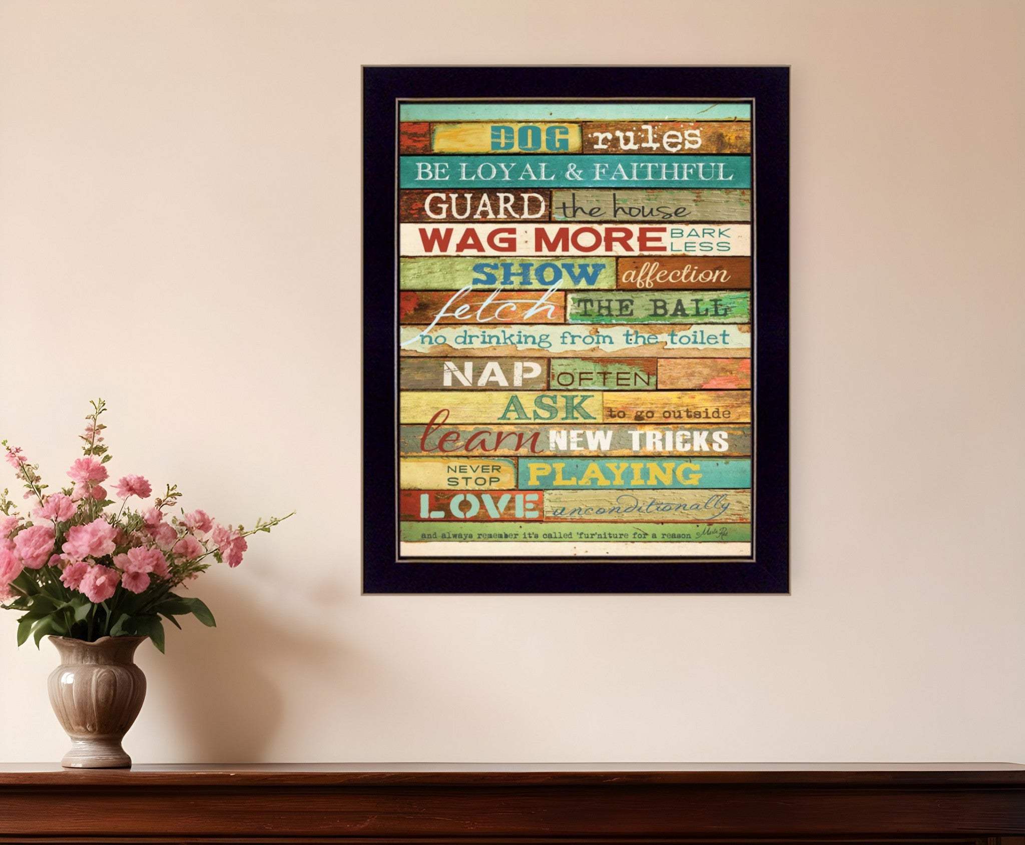 Dog Rules 8 Black Framed Print Wall Art - Homeroots - Flyclothing LLC