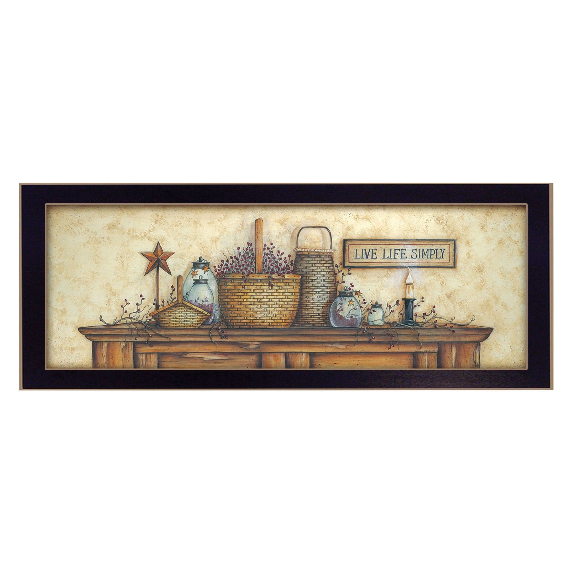 Live Life Simply Black Framed Print Wall Art - Homeroots