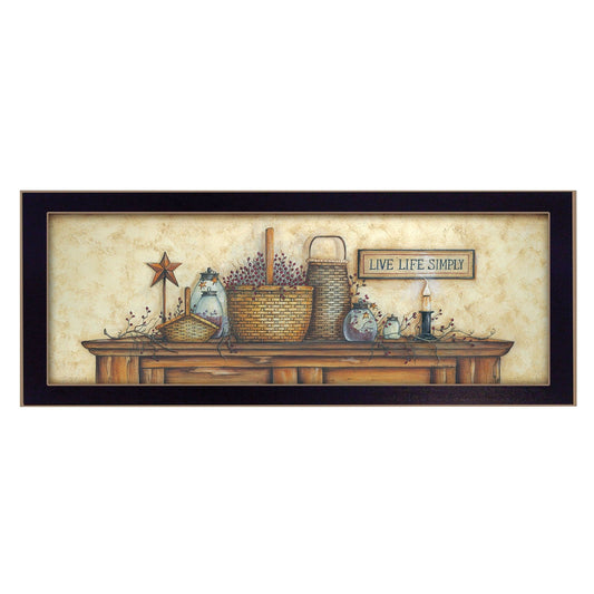 Live Life Simply Black Framed Print Wall Art - Homeroots