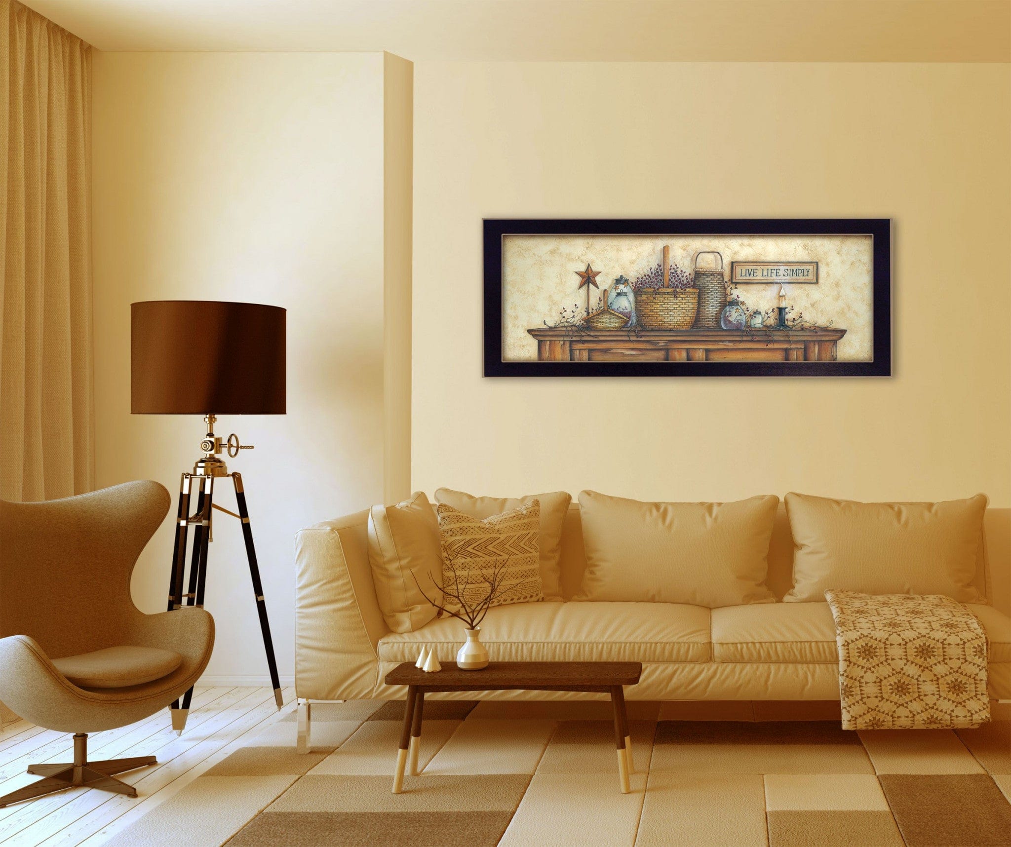 Live Life Simply Black Framed Print Wall Art - Homeroots