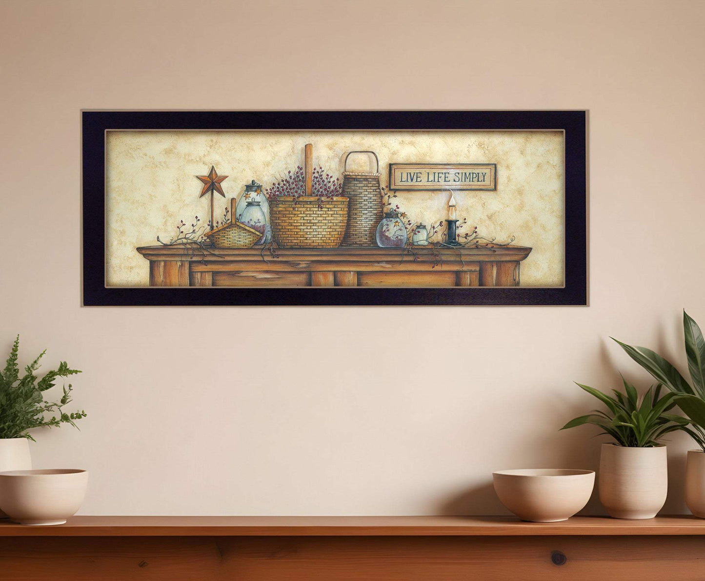 Live Life Simply Black Framed Print Wall Art - Homeroots - Flyclothing LLC