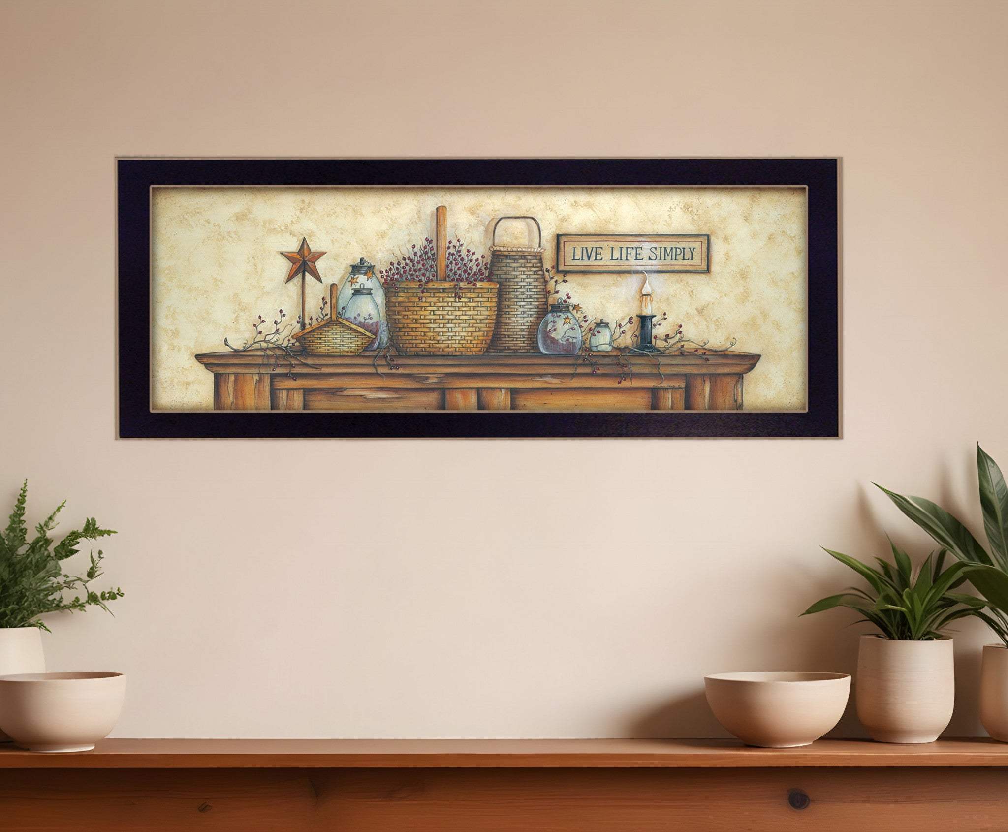 Live Life Simply Black Framed Print Wall Art - Homeroots - Flyclothing LLC