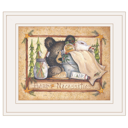 Bear Necessities 1 White Framed Print Bathroom Wall Art - Homeroots