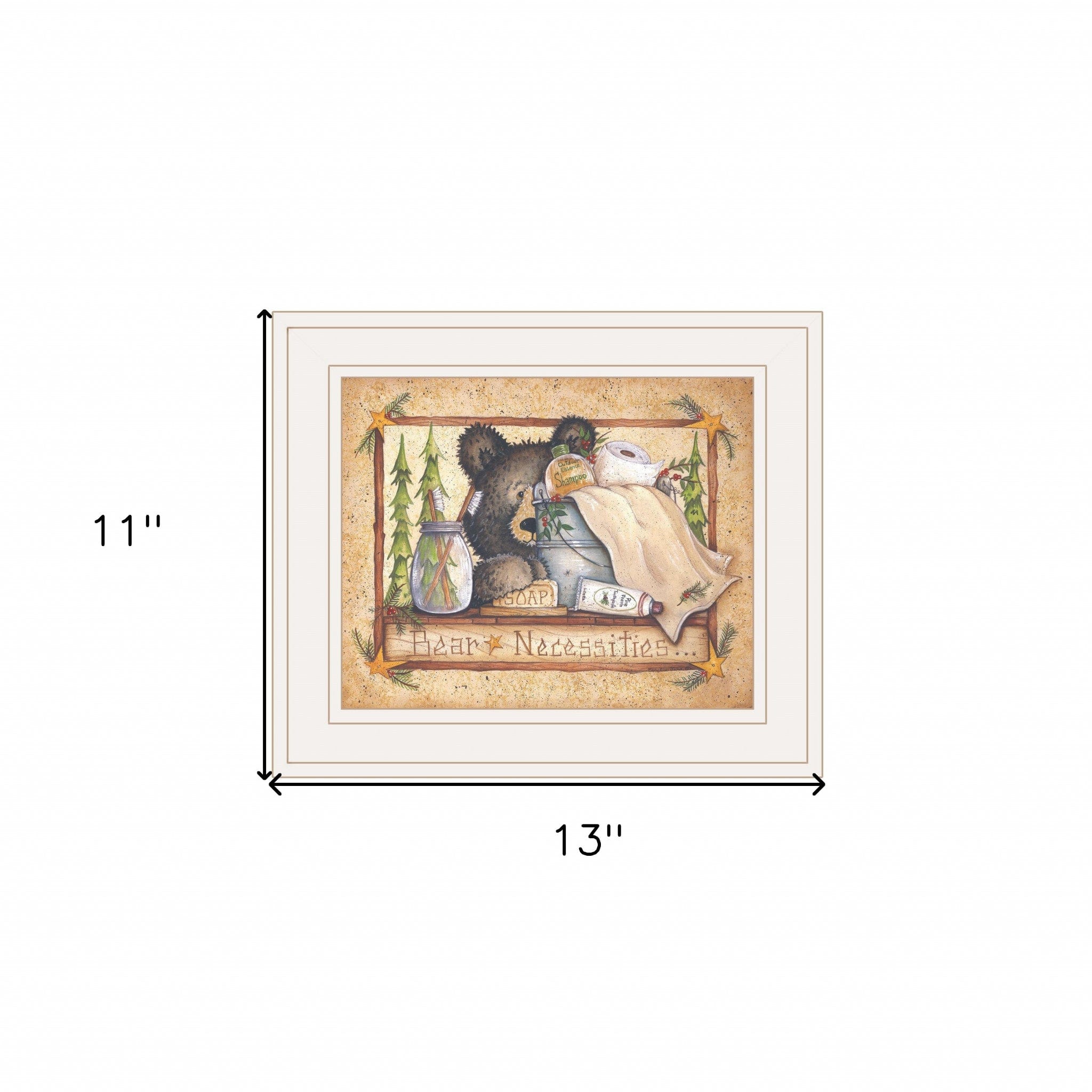 Bear Necessities 1 White Framed Print Bathroom Wall Art - Homeroots