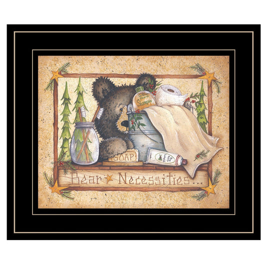 Bear Necessities Getting Ready Black Framed Print Wall Art - Homeroots