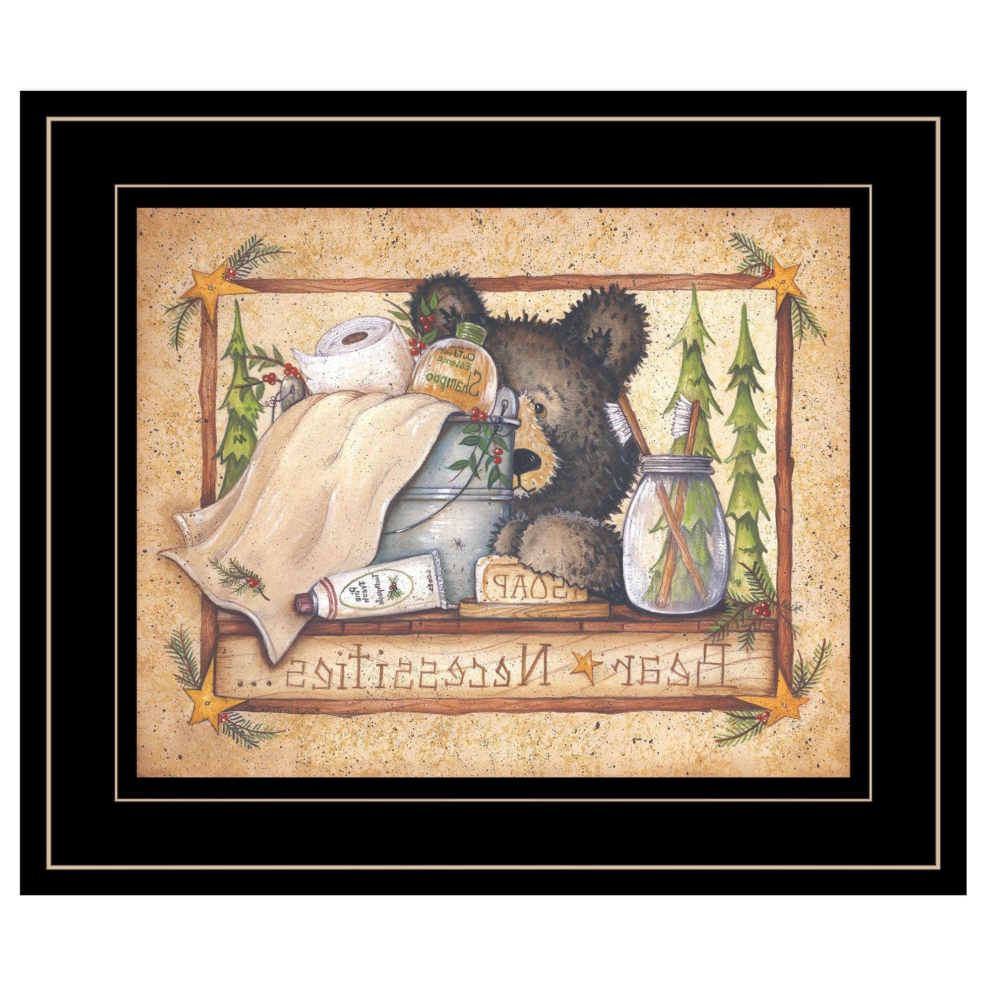 Bear Necessities Getting Ready Black Framed Print Wall Art - Homeroots