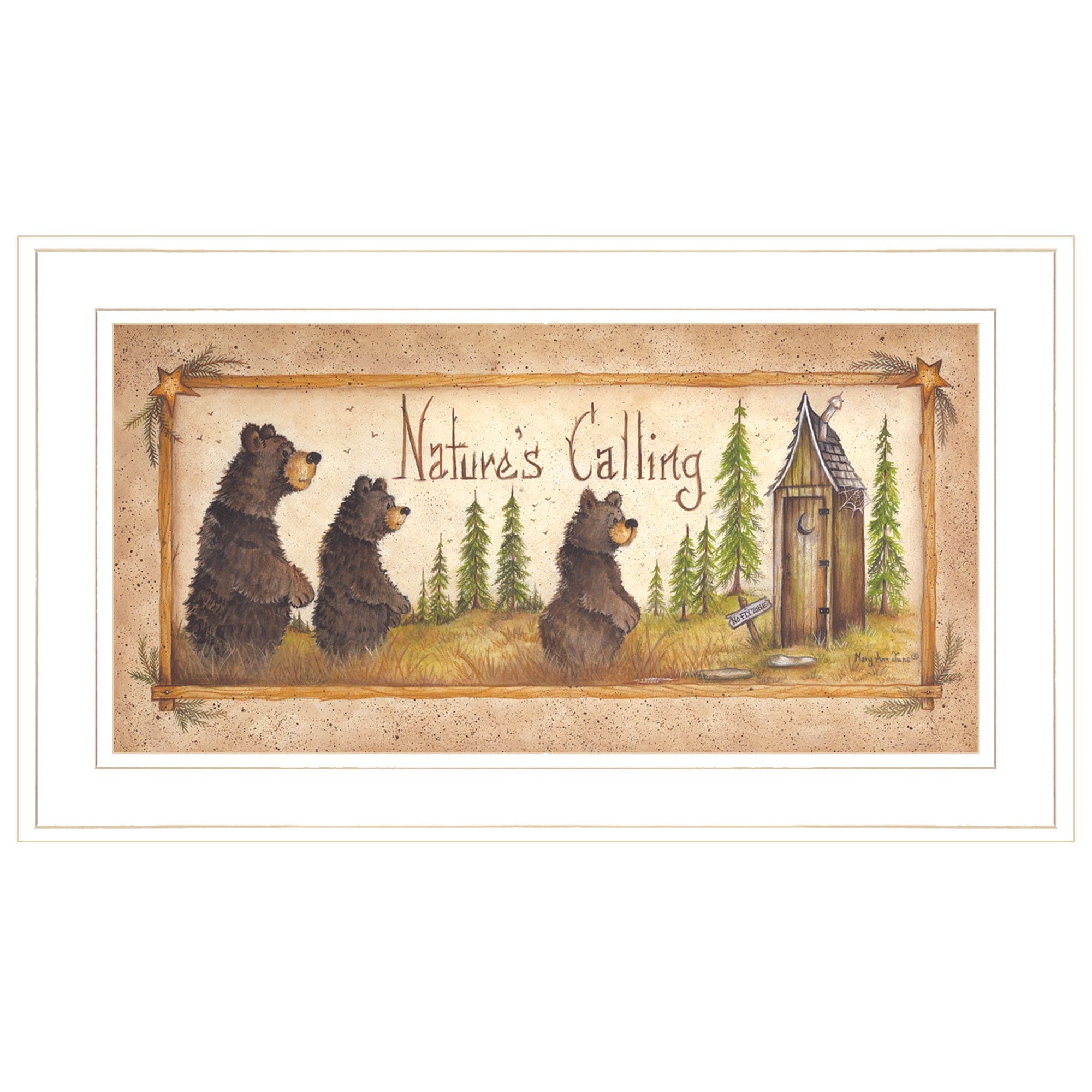 Natures Calling 2 White Framed Print Bathroom Wall Art - Homeroots