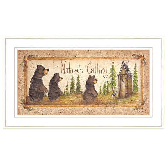 Natures Calling 2 White Framed Print Bathroom Wall Art - Homeroots