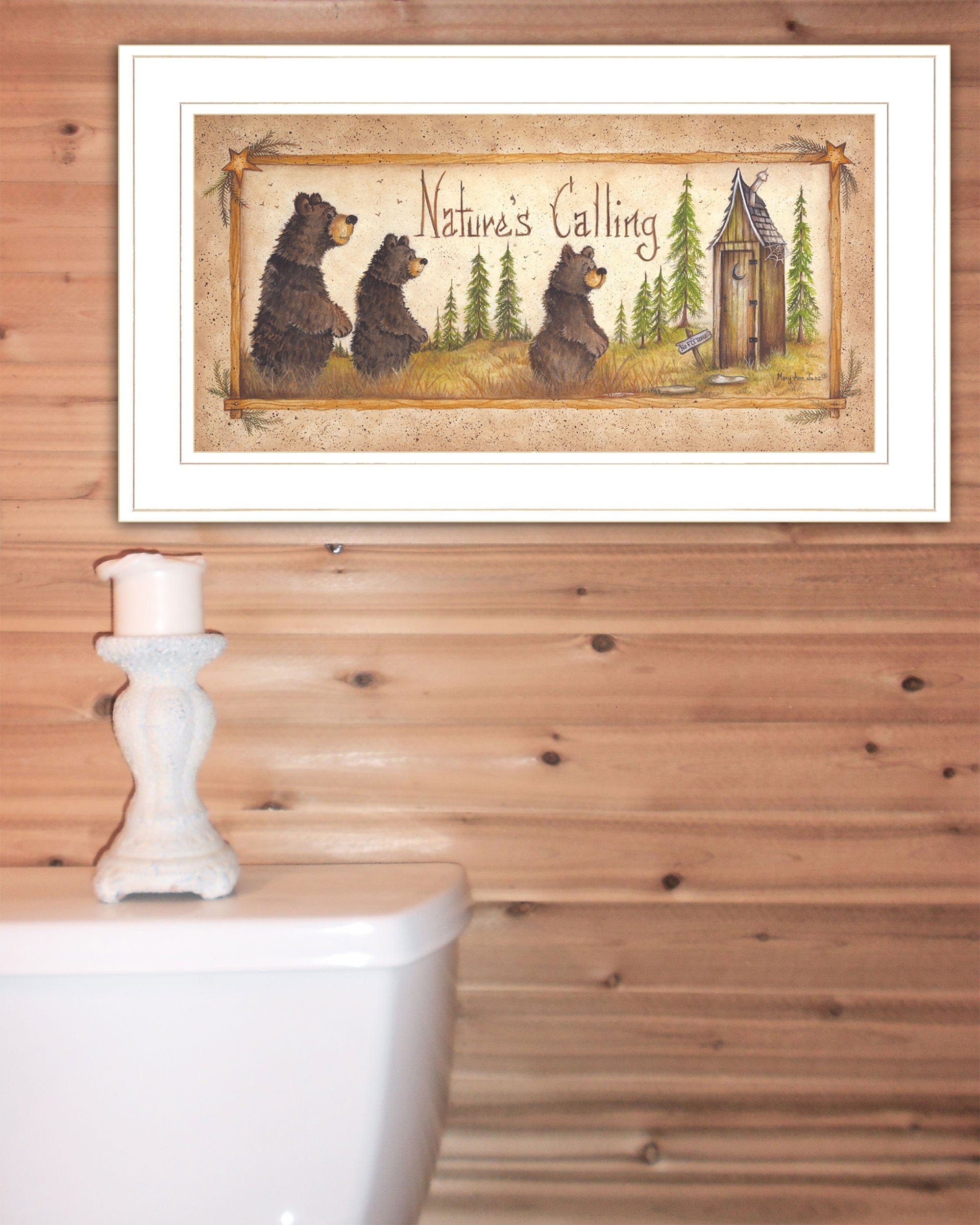 Natures Calling 2 White Framed Print Bathroom Wall Art - Homeroots