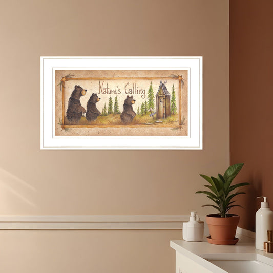 Natures Calling 2 White Framed Print Bathroom Wall Art - Homeroots