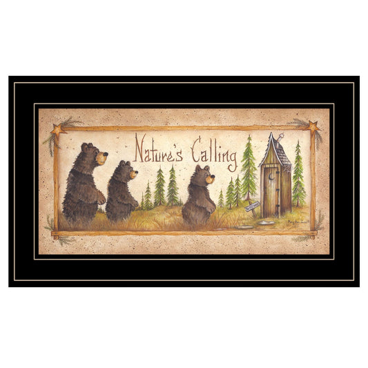 Natures Calling 3 Black Framed Print Bathroom Wall Art - Homeroots