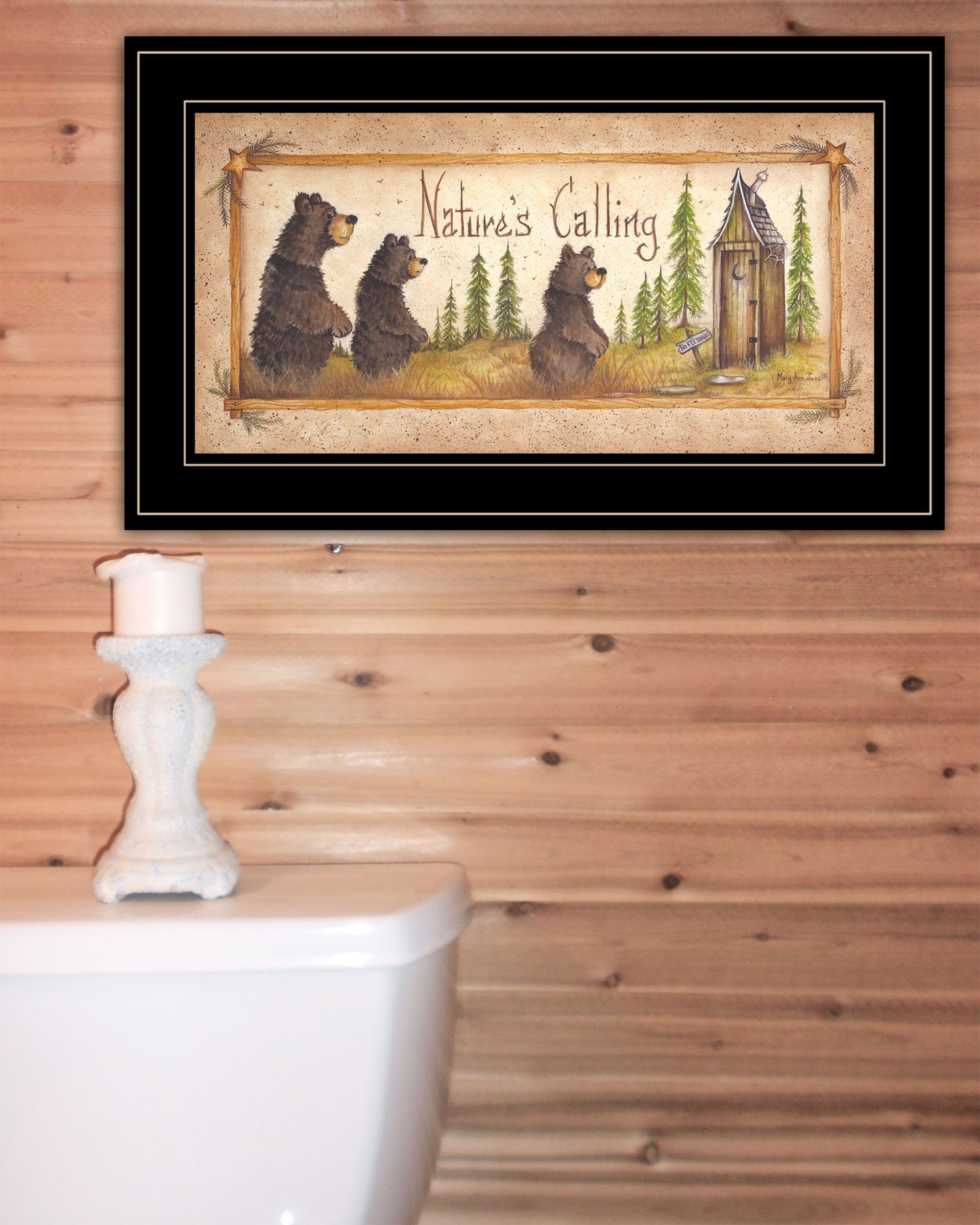 Natures Calling 3 Black Framed Print Bathroom Wall Art - Homeroots