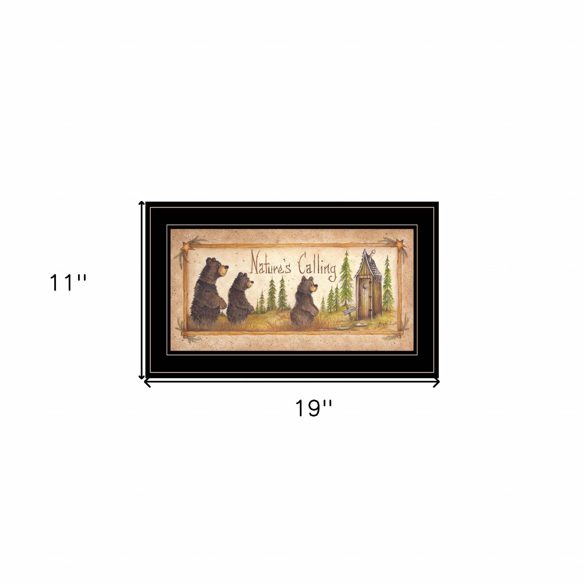 Natures Calling 3 Black Framed Print Bathroom Wall Art - Homeroots - Flyclothing LLC