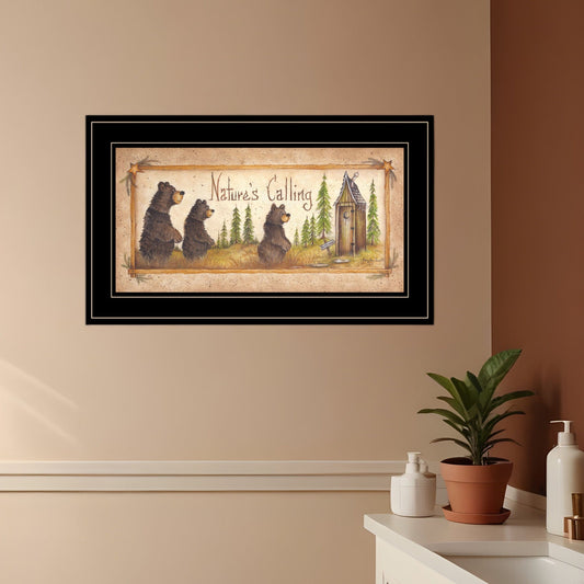 Natures Calling 3 Black Framed Print Bathroom Wall Art - Homeroots