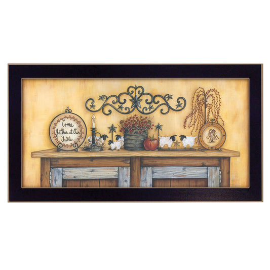 Come Gather at Our Table 2 Black Framed Print Wall Art - Homeroots