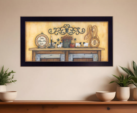 Come Gather at Our Table 2 Black Framed Print Wall Art - Homeroots