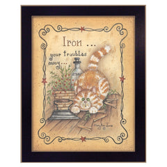 Iron Your Troubles Black Framed Print Laundry Wall Art - Homeroots