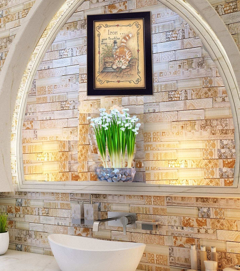 Iron Your Troubles Black Framed Print Laundry Wall Art - Homeroots - Flyclothing LLC