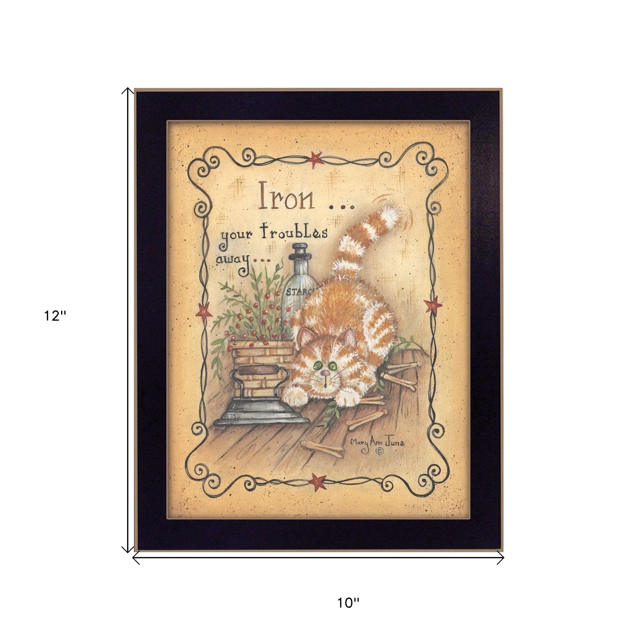 Iron Your Troubles Black Framed Print Laundry Wall Art - Homeroots