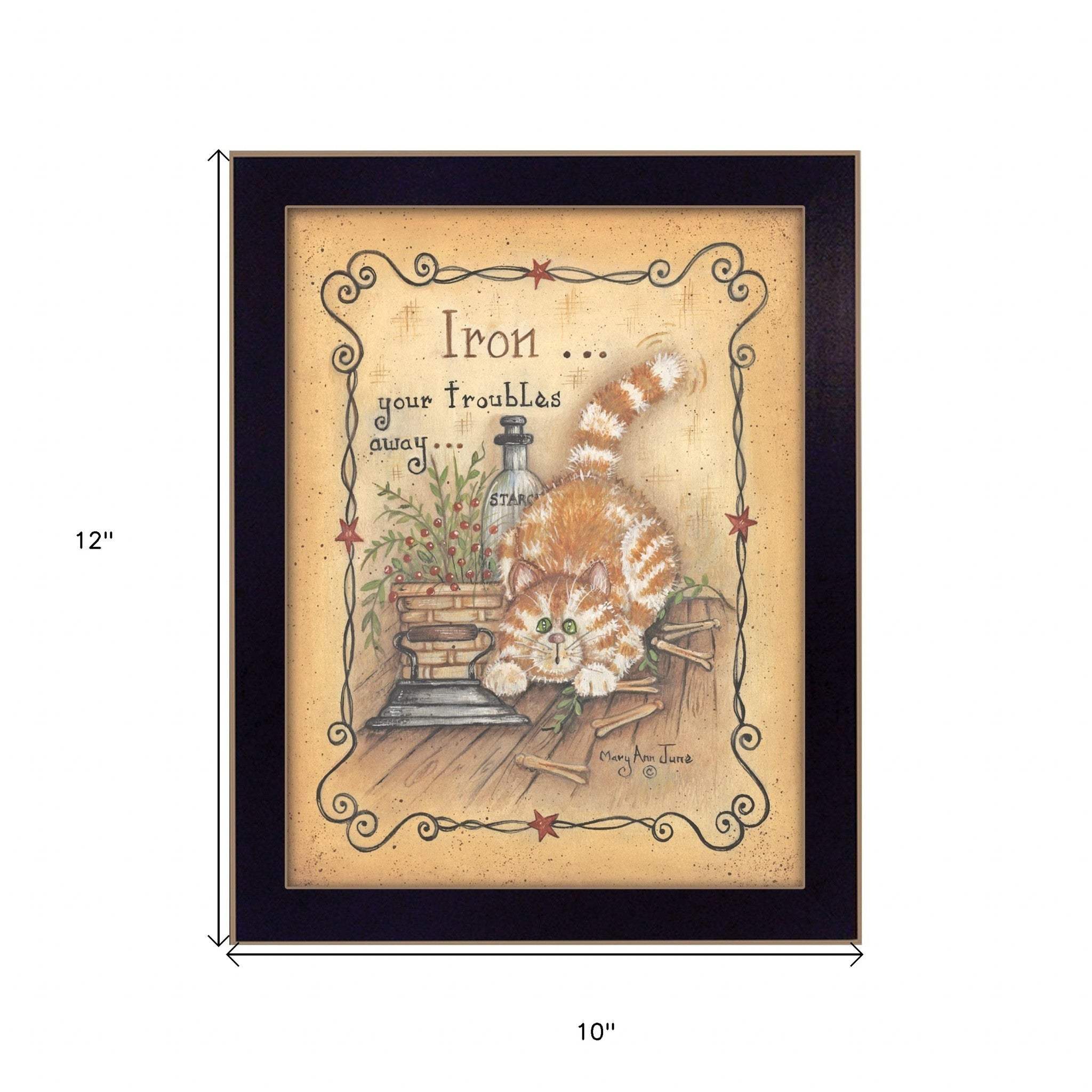 Iron Your Troubles Black Framed Print Laundry Wall Art - Homeroots - Flyclothing LLC