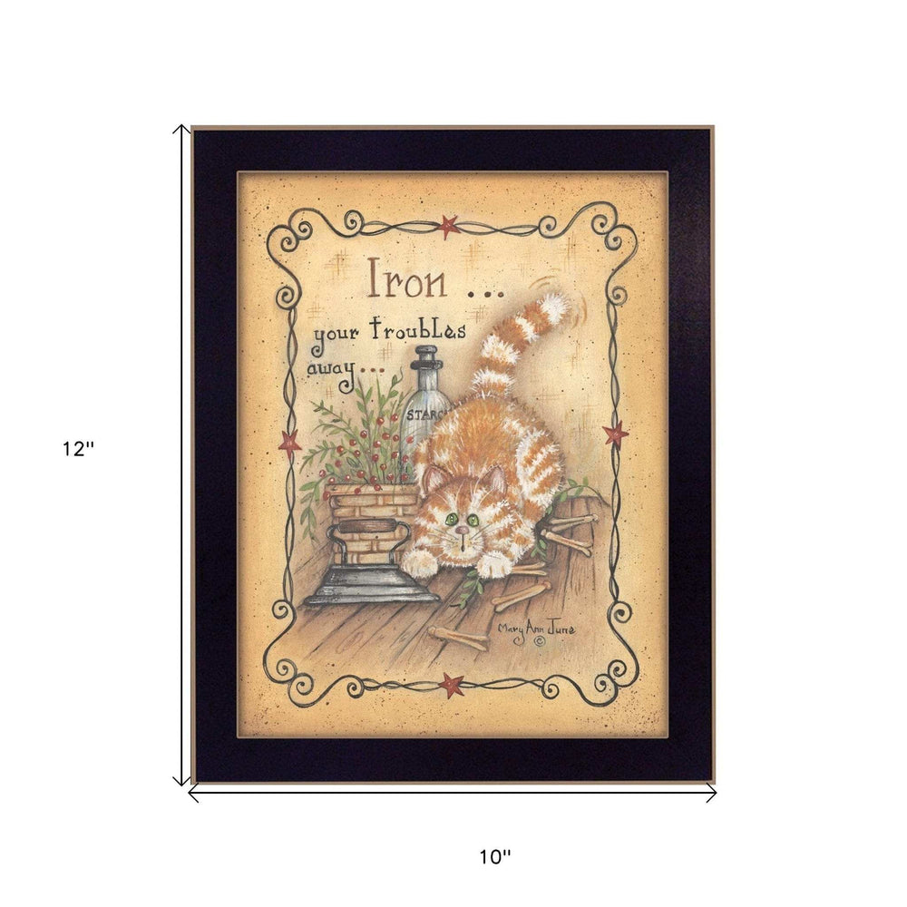 Iron Your Troubles Black Framed Print Laundry Wall Art - Homeroots - Flyclothing LLC