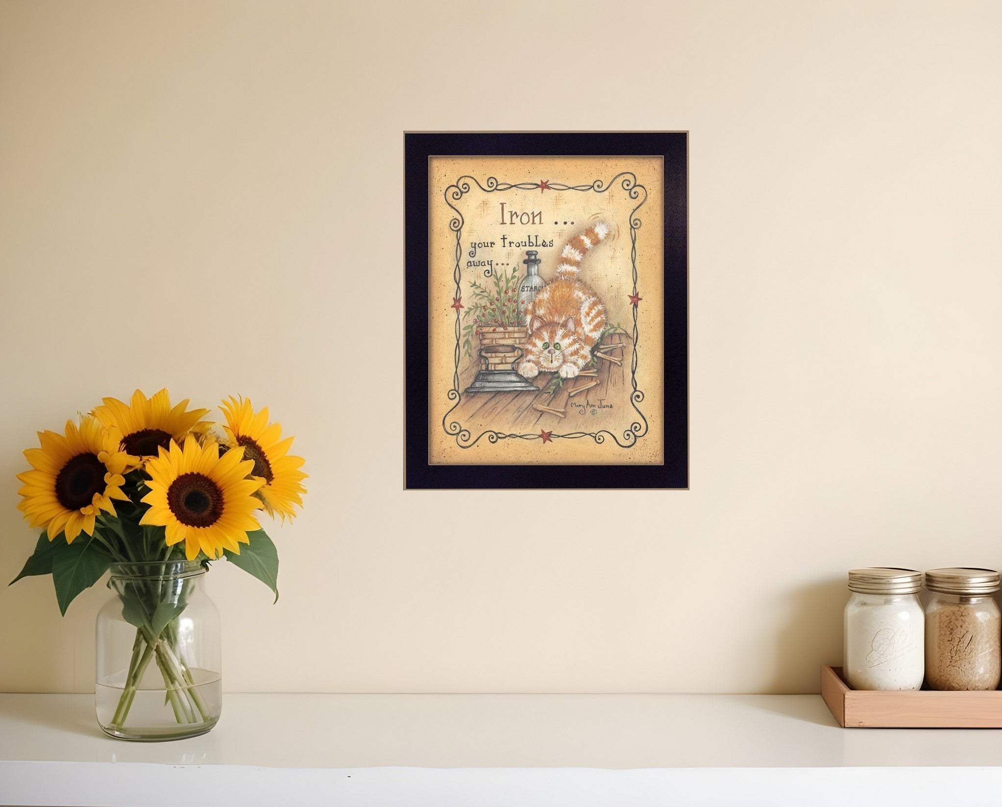 Iron Your Troubles Black Framed Print Laundry Wall Art - Homeroots - Flyclothing LLC