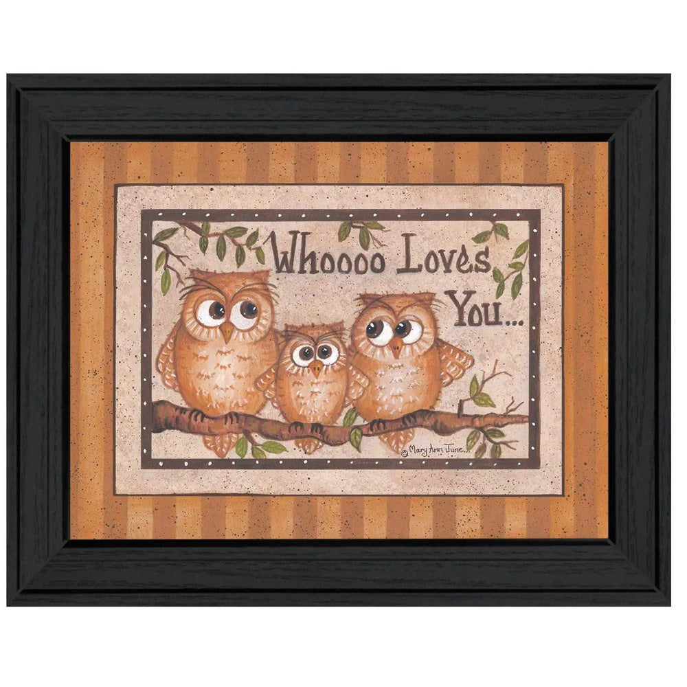 Whoooo Loves You Black Framed Print Wall Art - Homeroots - Flyclothing LLC