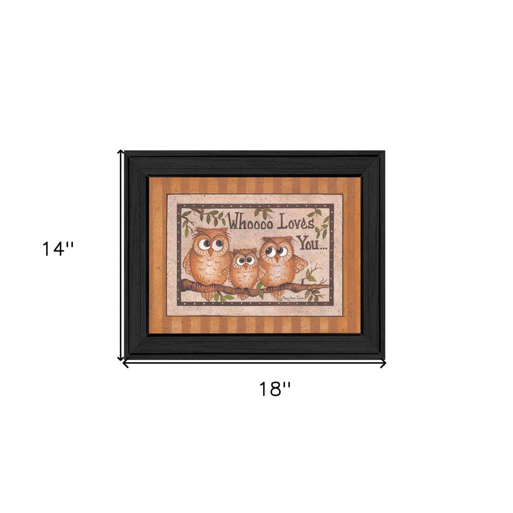 Whoooo Loves You Black Framed Print Wall Art - Homeroots - Flyclothing LLC