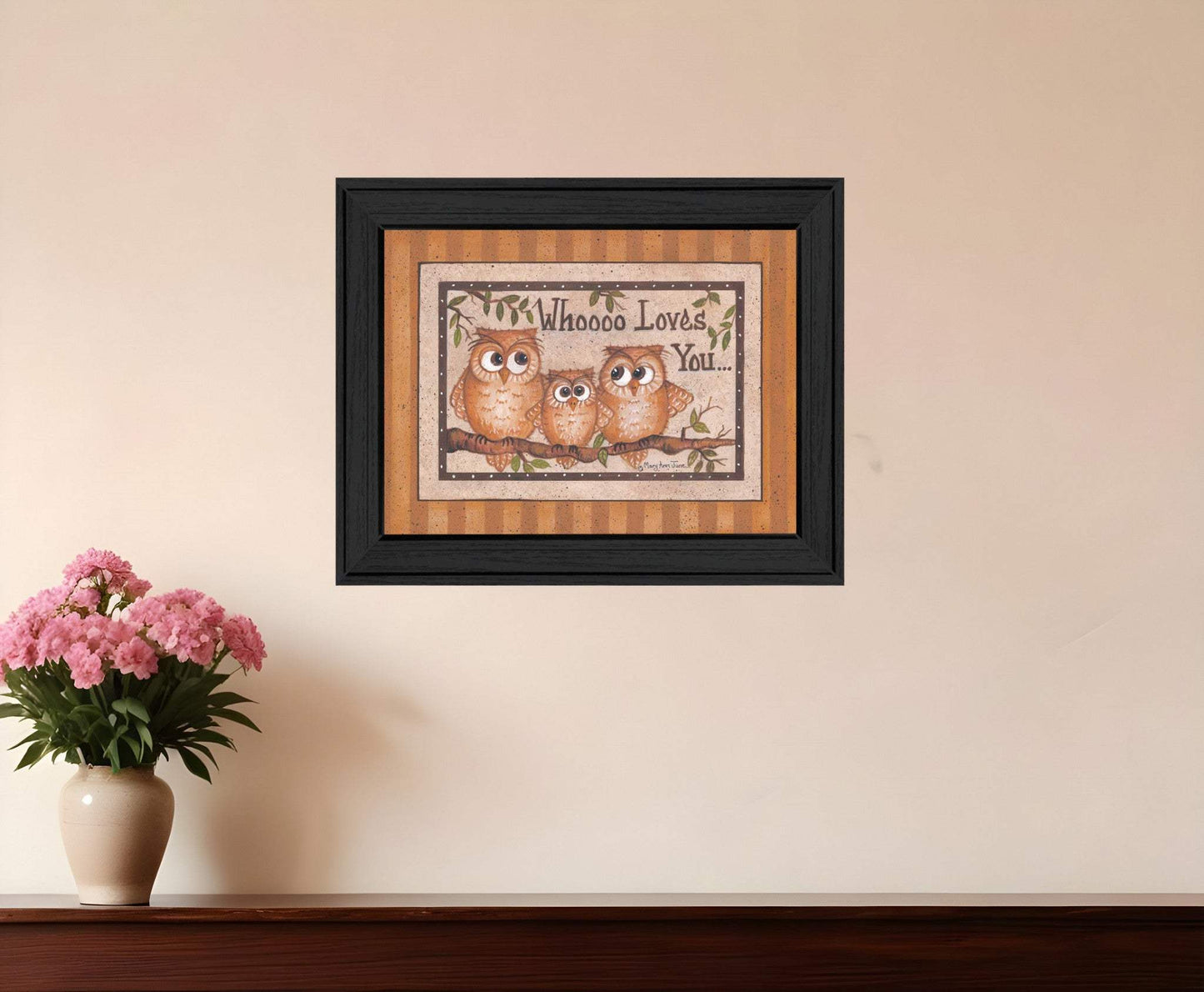 Whoooo Loves You Black Framed Print Wall Art - Homeroots - Flyclothing LLC