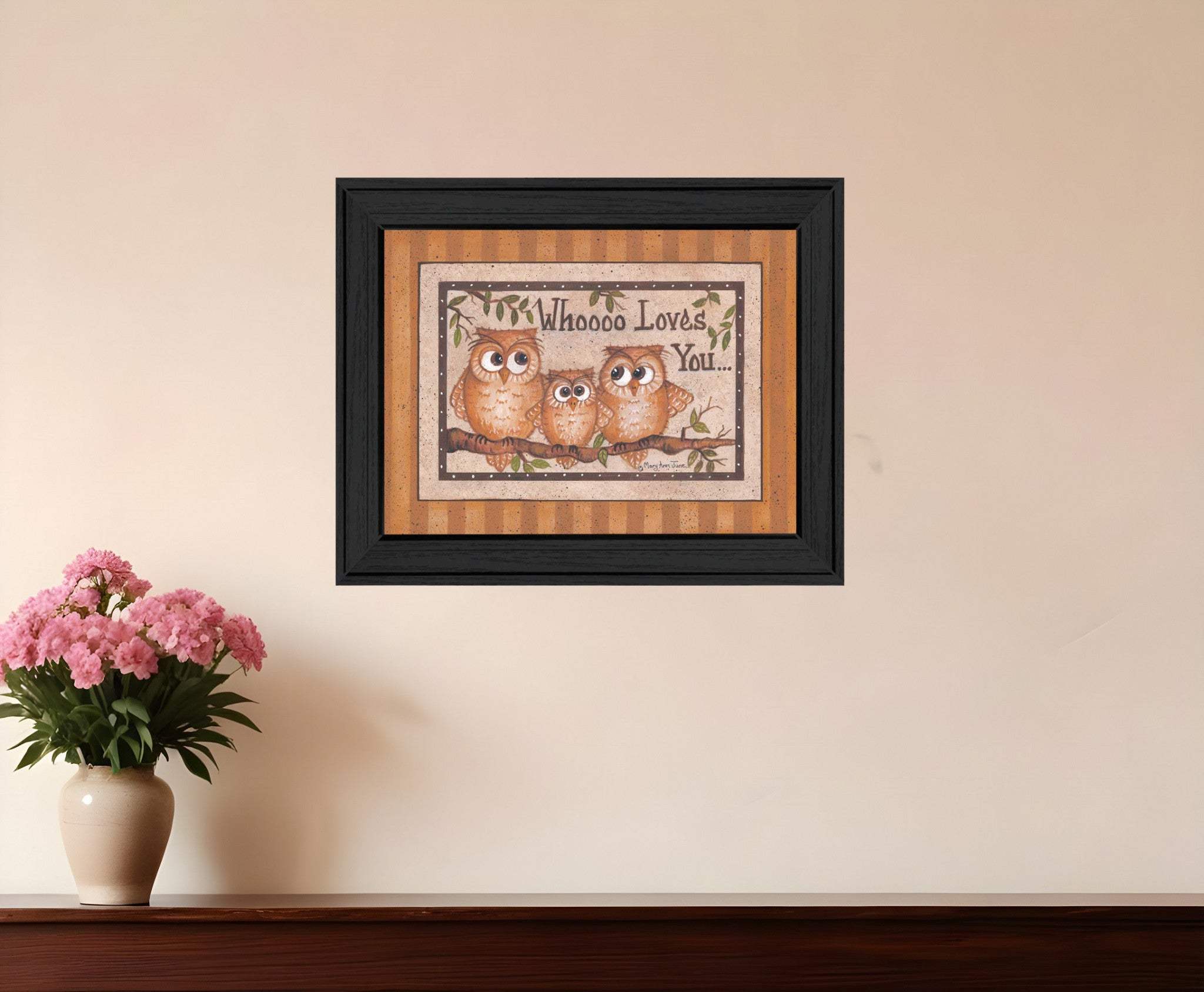 Whoooo Loves You Black Framed Print Wall Art - Homeroots - Flyclothing LLC