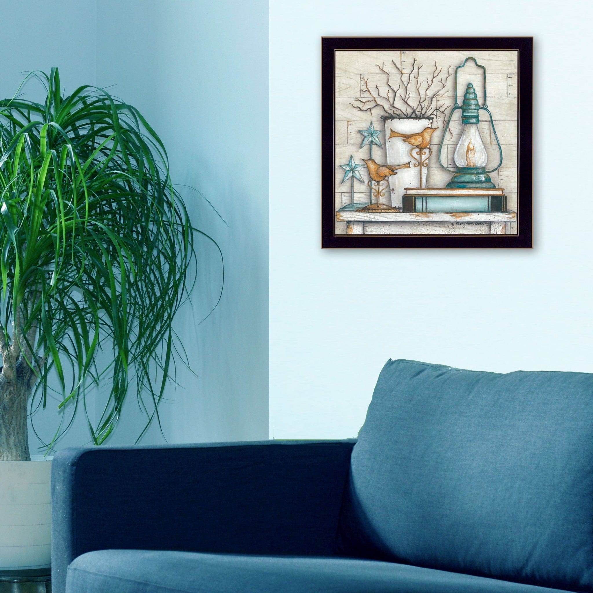 Lantern on Books 1 Black Framed Print Wall Art - Homeroots