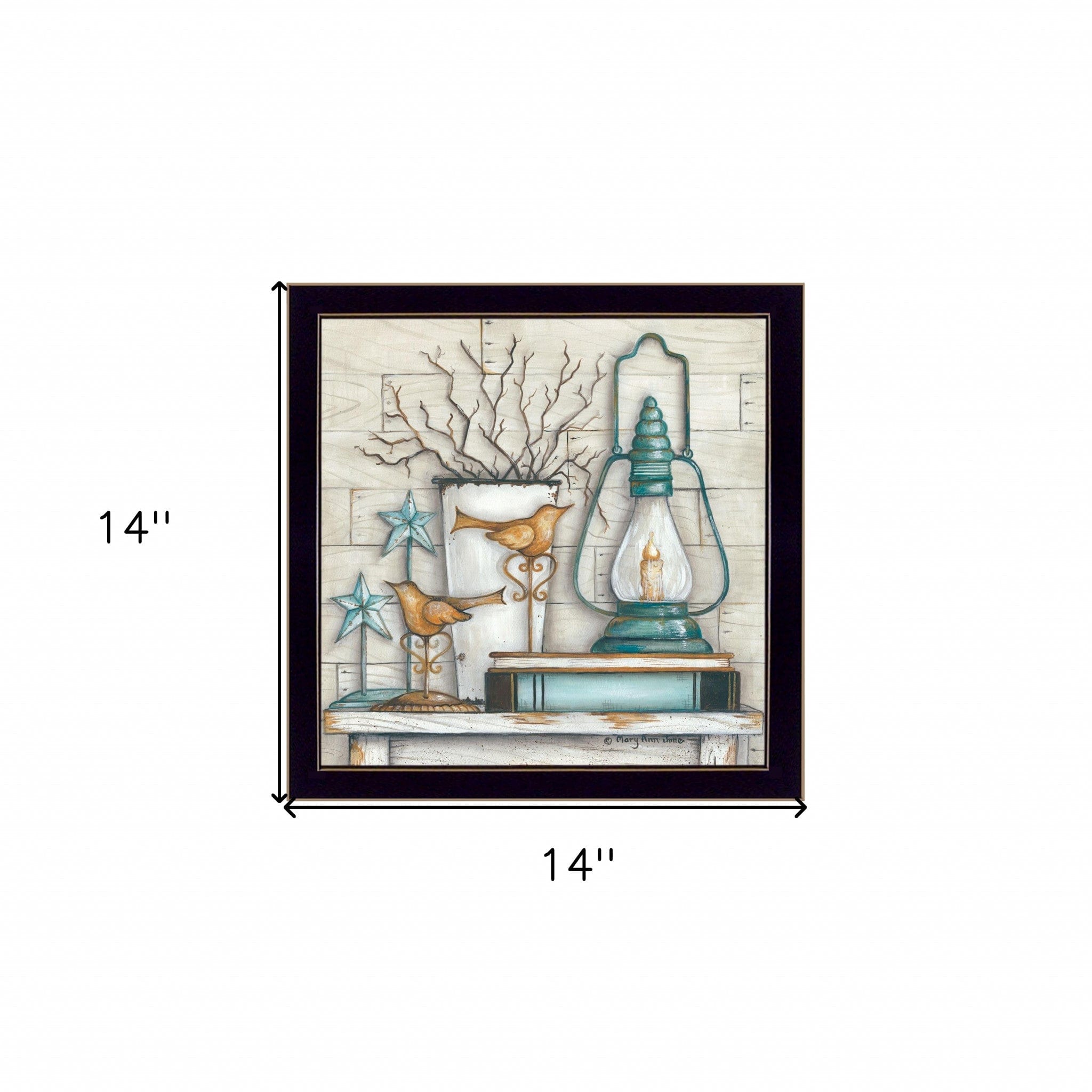 Lantern on Books 1 Black Framed Print Wall Art - Homeroots