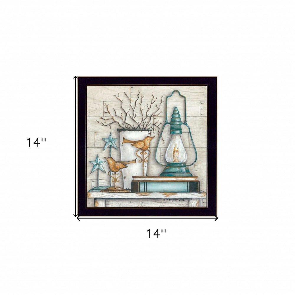 Lantern on Books 1 Black Framed Print Wall Art - Homeroots - Flyclothing LLC
