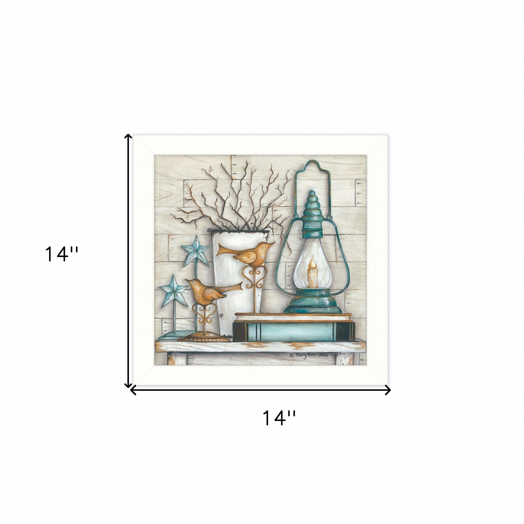 Lantern on Books 2 White Framed Print Wall Art - Homeroots