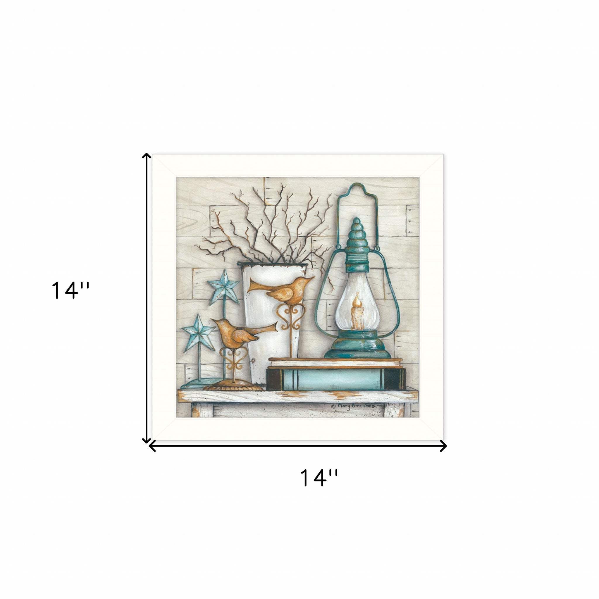 Lantern on Books 2 White Framed Print Wall Art - Homeroots - Flyclothing LLC