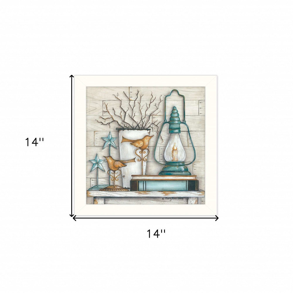Lantern on Books 2 White Framed Print Wall Art - Homeroots - Flyclothing LLC