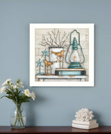 Lantern on Books 2 White Framed Print Wall Art - Homeroots - Flyclothing LLC