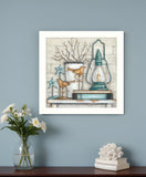 Lantern on Books 2 White Framed Print Wall Art - Homeroots