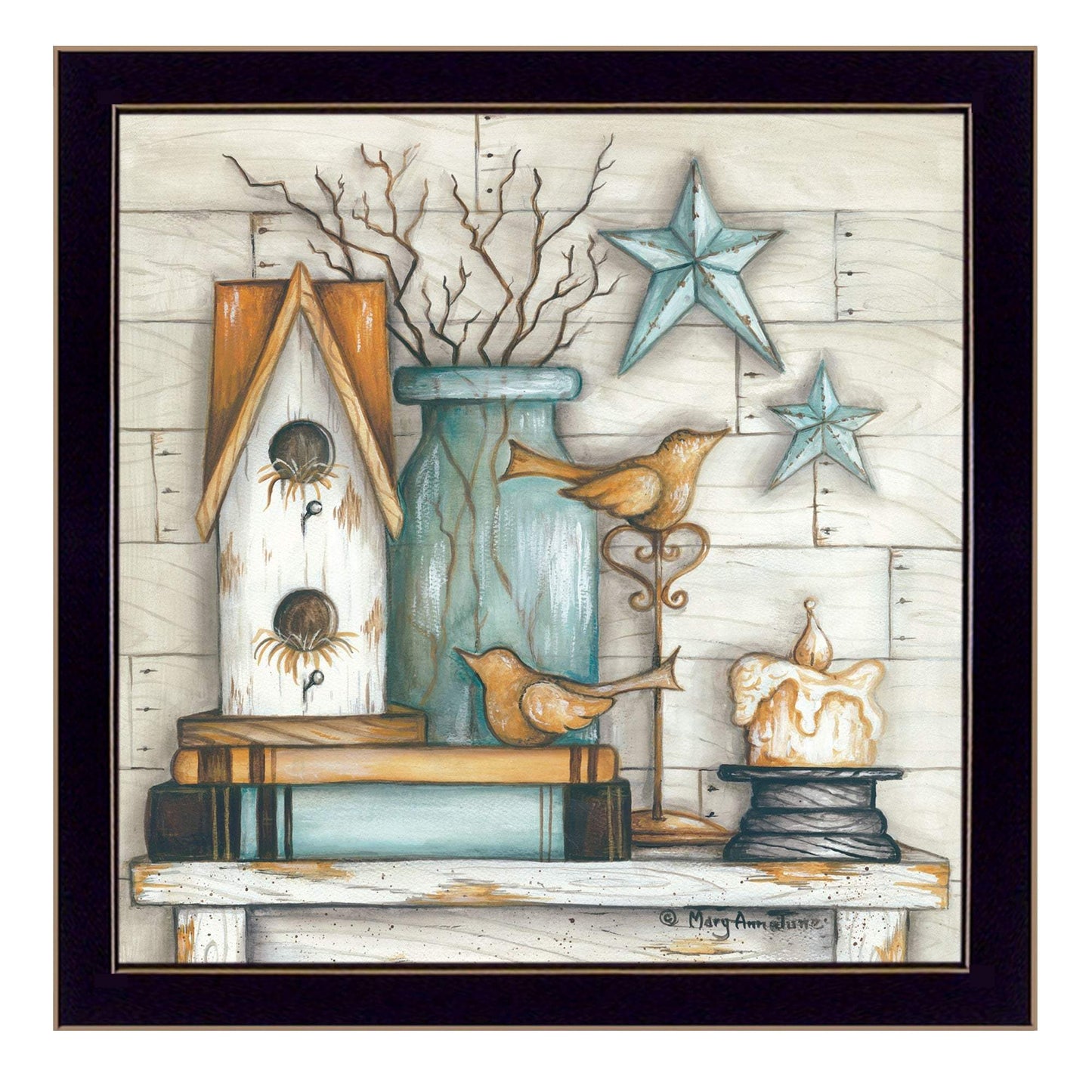 Birdhouse on Books 1 Black Framed Print Wall Art - Homeroots - Flyclothing LLC